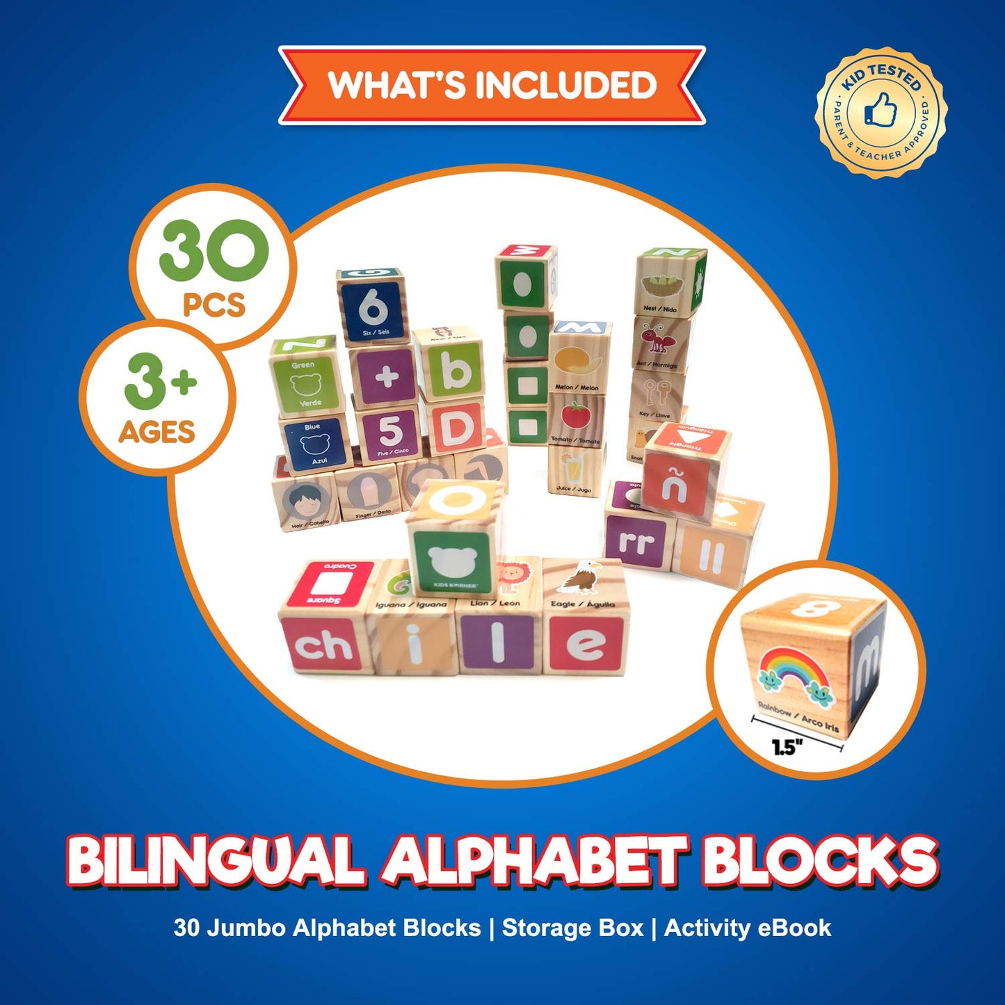 Kids Korner Alphabet Blocks Toys For Toddlers - Bilingual Educational Toys, Spanish Learning Toys, Stacking Toys With 30 Wooden Blocks And Toddler Learning Activities Ebook