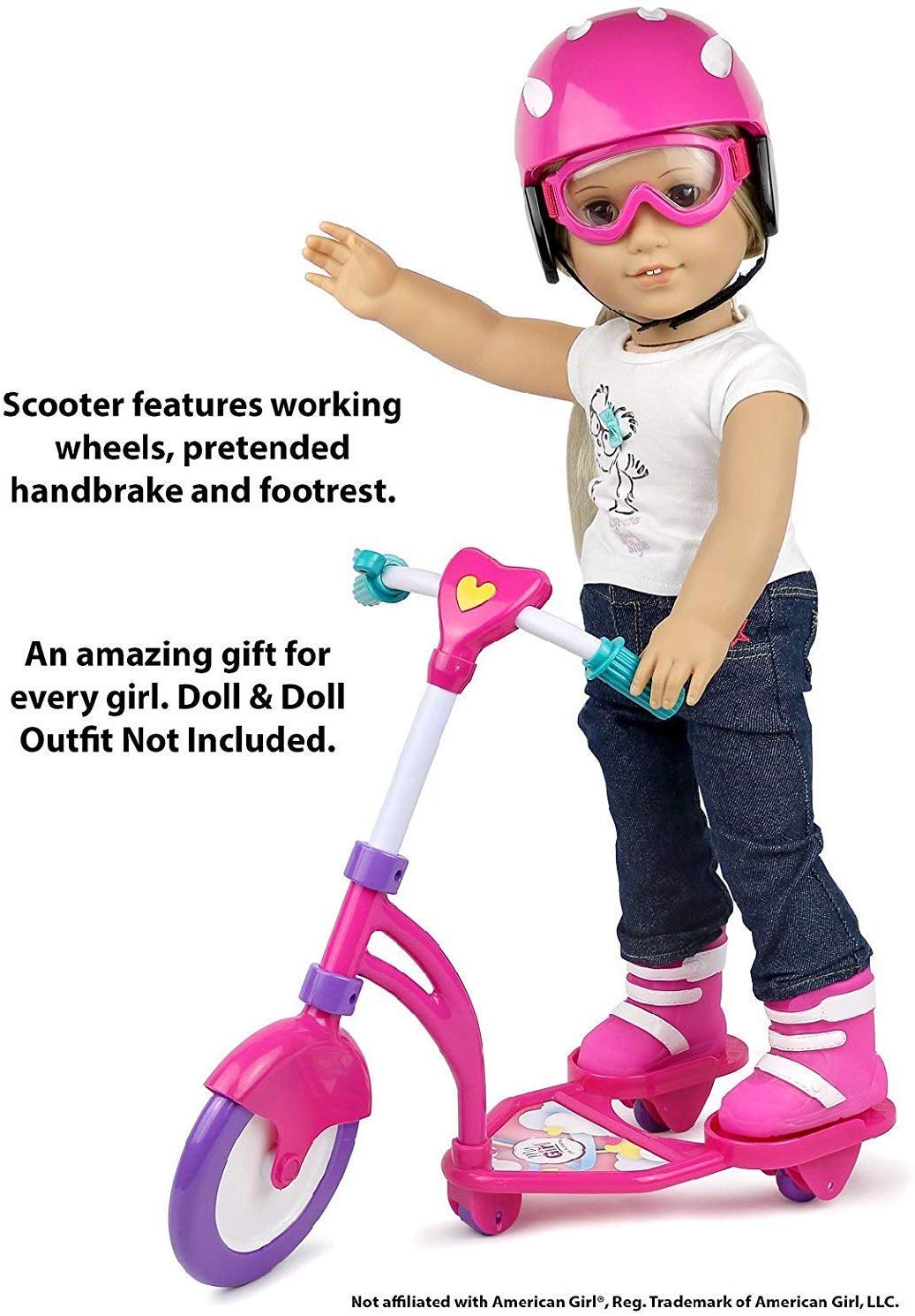 Click N' Play Doll Scooter & Helmet Set, Perfect For 18' Dolls
