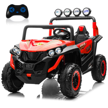 Alinux 24V 2 Seater Ride On Car For Kids, 4Wd Electric Cars Vehicles For Kids 3-8 Years With Remote Control, Bright Led Light, B