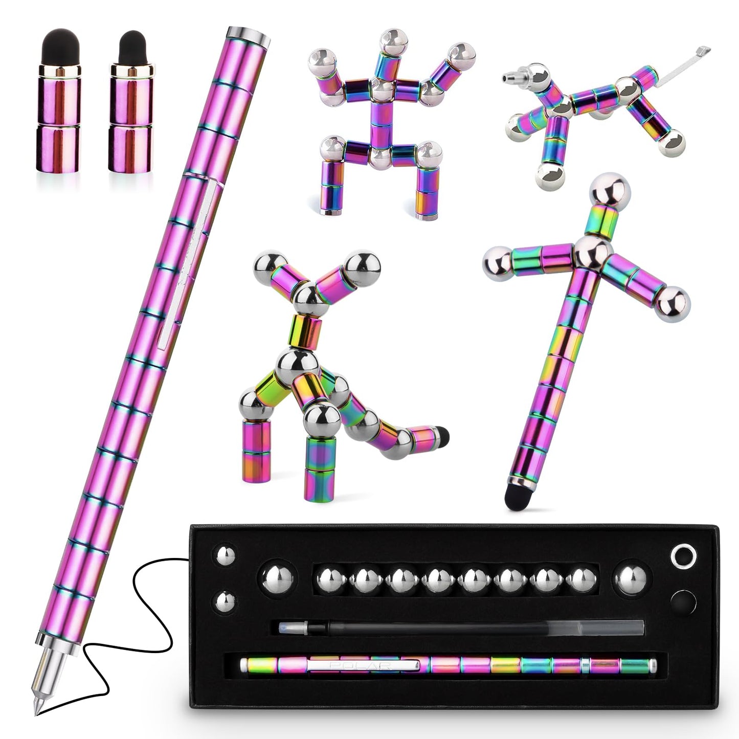 Machohome Fidget Pen Gifts Magnetic Pen Fidget Toys For Adults Teenage Girls Boys Adults,Toy Pen Decompression Toy Magnet Pen,Multifunctional Deformable Magnet Writing Pen(Colorful)