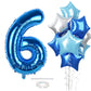 40 Inch Dark Blue Number Balloons 6, Royal Light Blue 6 Helium Foil Mylar Balloon, Teal Blue Globos Azules Self Inflating Silver