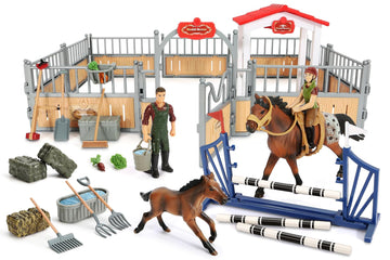 Kidbest Horse Stable Playset, Horse Toys Set For Girls And Boys With Rider, Farm Animal Figurines Barn Toys, Pretend Play Toys For Kids 3-5 6 7 8-10 Birthday Gifts