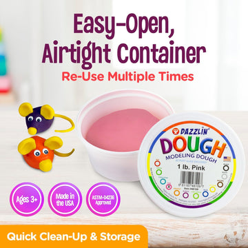 Hygloss Products Dough, Safe & Non-Toxic Modelling Dough For Arts & Crafts, Learn, Unscented, 1Lb. Pink