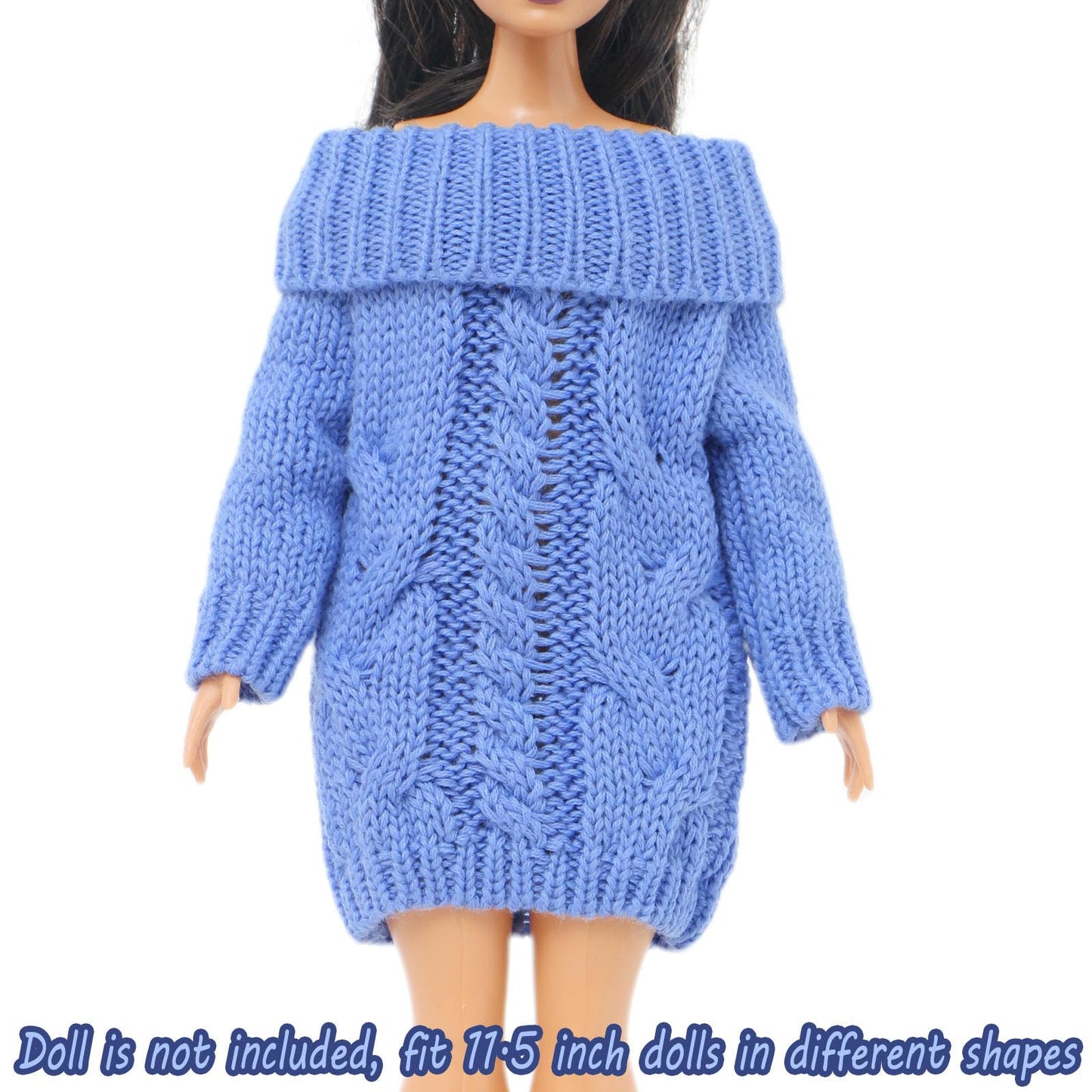 Bjdbus Blue Winter Turtleneck Sweater Clothes For 11.5 Inch Girl Doll Accessories