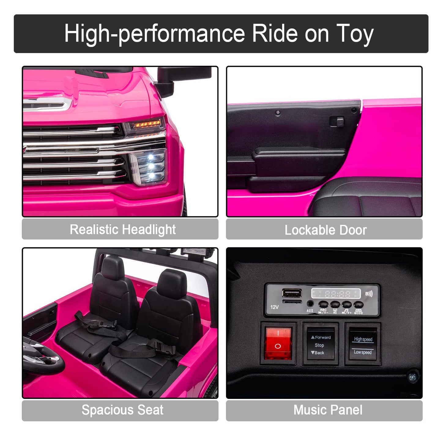 Luibas 24V 2 Seater Ride On Utv Car With Remote Control For Boys Girls, Ride On Car For Big Kids Licensed Chevrolet Silverado, K