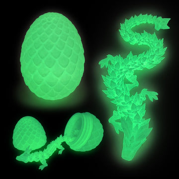 Flavery 3D Printed Dragon Egg - Tricolor with Flexible Crystal Dragon Inside, Colorful Fidget Toy, Birthday Gift, Desk Pet - 12'