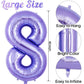 AIQINHU Purple Foil Number 8 Balloon, 40 Inch Giant Mylar for 8th Birthday Party Decorations