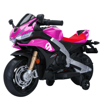 Tcaraiwen 12V Kids Ride On Motorcycle, Electric Kids Moped, Battery Powered Motorcycle For 3-5 Years Old, Pink