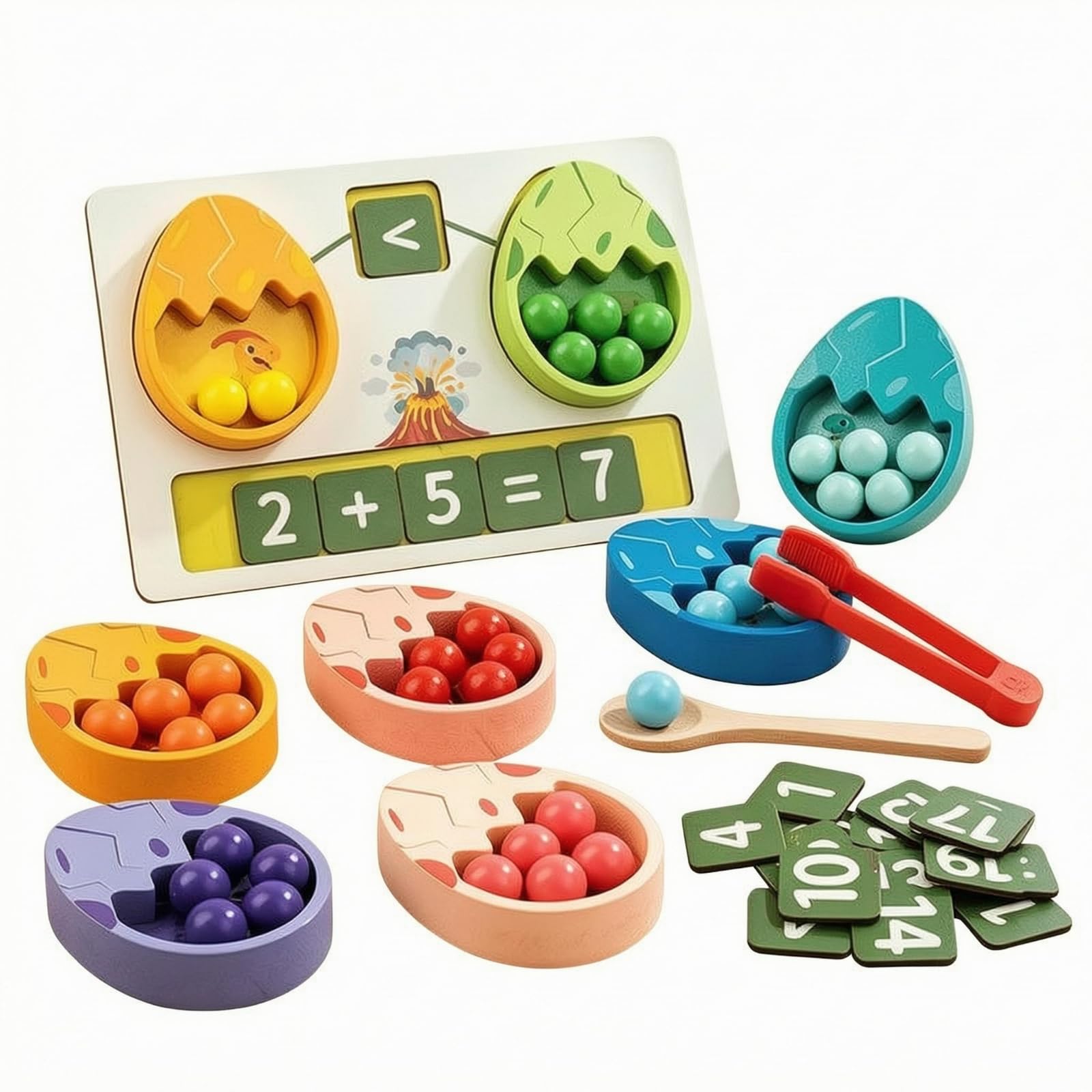 BnfDinosaur EggShaped Container Toy  Fine Motor Skills & Stem Learning For Kids  Colorful Counting Board Game