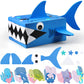 Pasimy DIY Valentines Box for Kids with 36 Sea Animal Cards Shark Valentine Box 3D Mailbox Craft Cards Collector for Boys Girls 