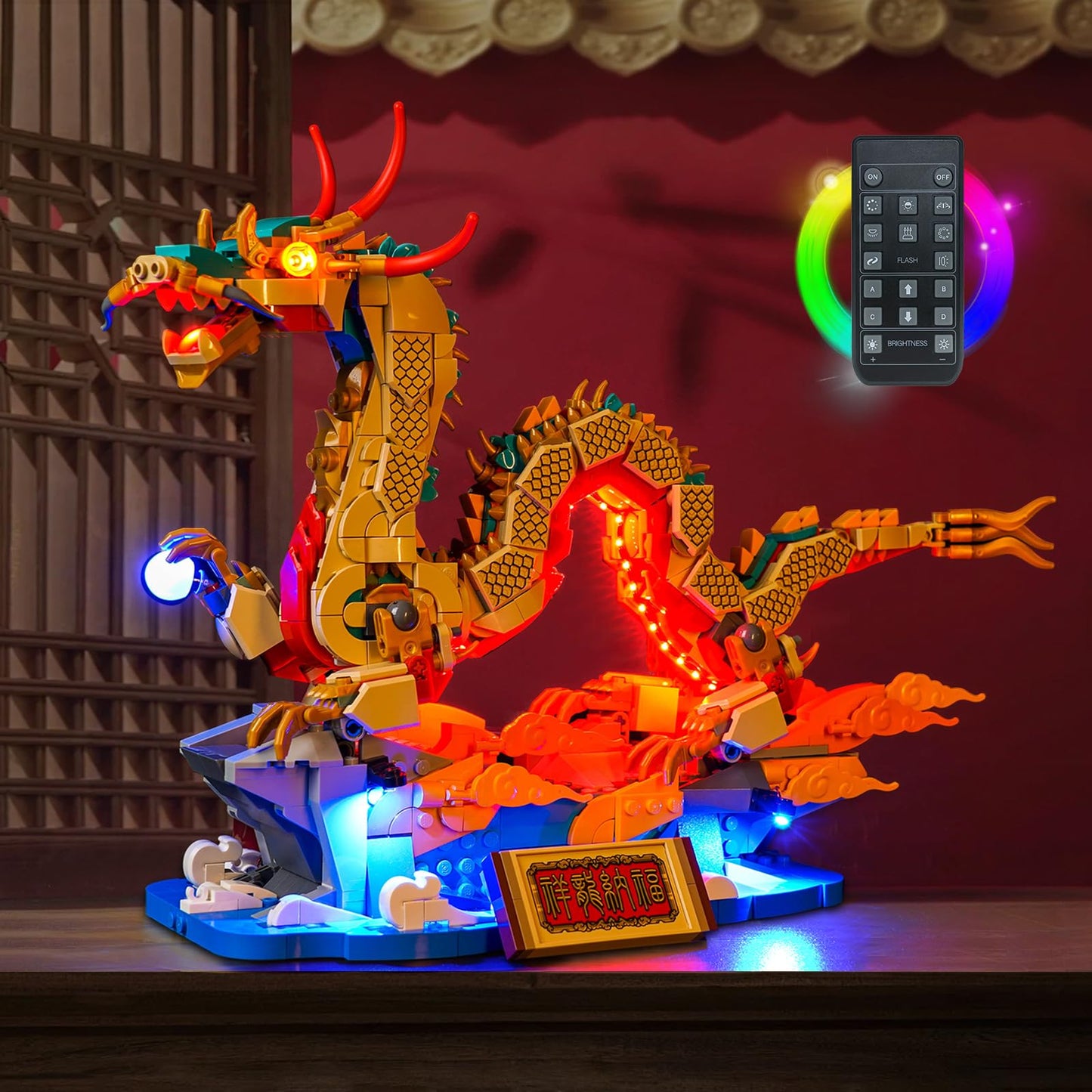 Hilighting Upgraded Led Light Kit for Lego Auspicious Dragon Building Set  Remote Version Compatible with Lego 80112 Model  Gift Idea for mature-themeds mature-themed Builders and Fans (Model Not Included)