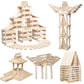 Nitoy Wooden Building Blocks 100Pcs Montessori Stem Toy For Kids, Solid Natural Pine Wood, Creative Shapes For 3D Space Stacking