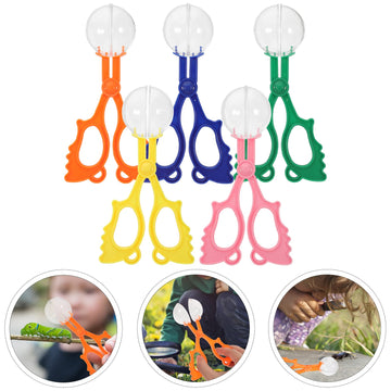 Supvox 5Pcs Handy Scoopers Insects Catcher Scissors Tongs Tweezers S For Kids (Blue, Pink, Orange, Yellow, Green Style Mixed)