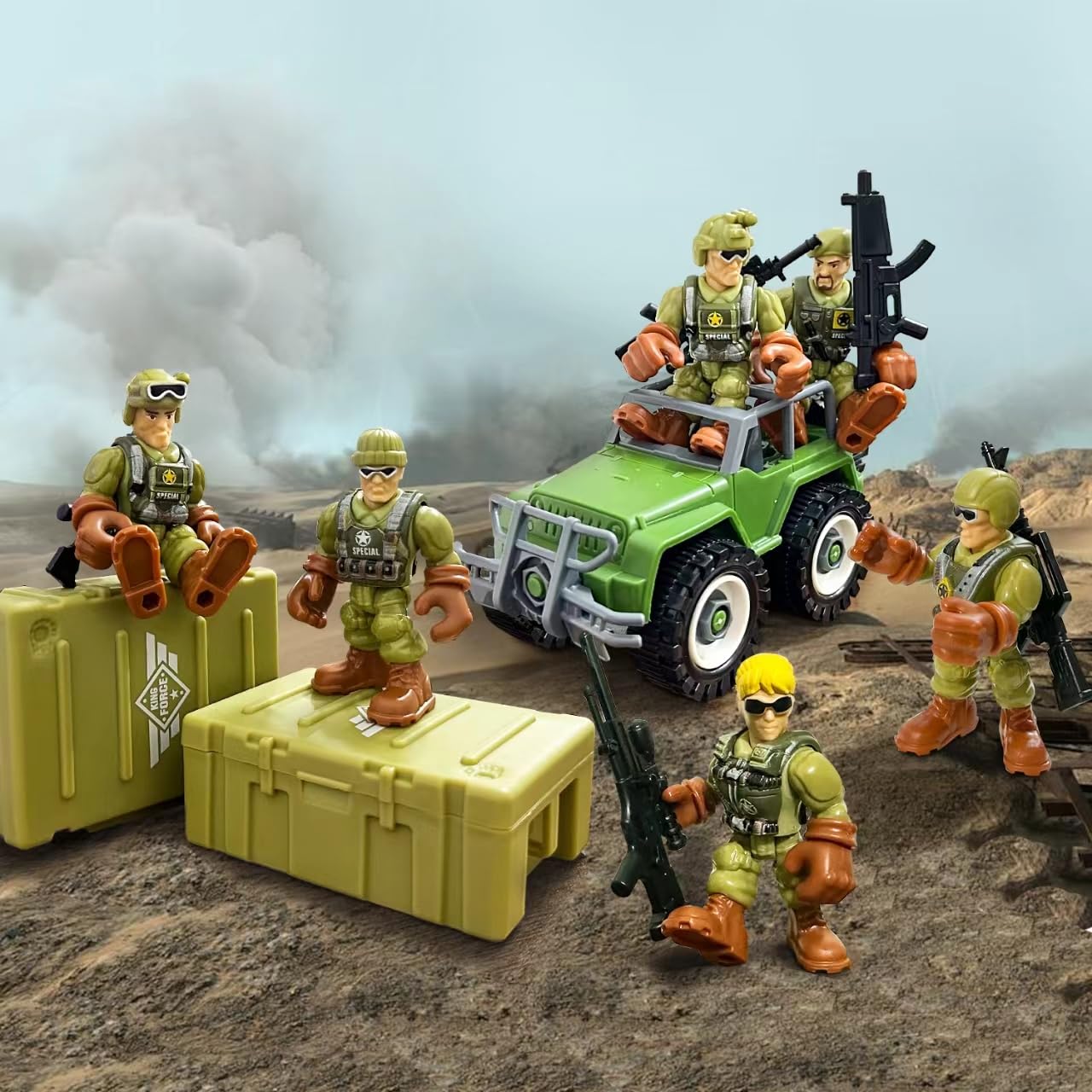 MQSTARSRISE Army Men Soldiers Toy Set  Army Men with  Military Playset with 2 Cases 1Truck 1Screwdriver Birthday Gift for Toddler Boys