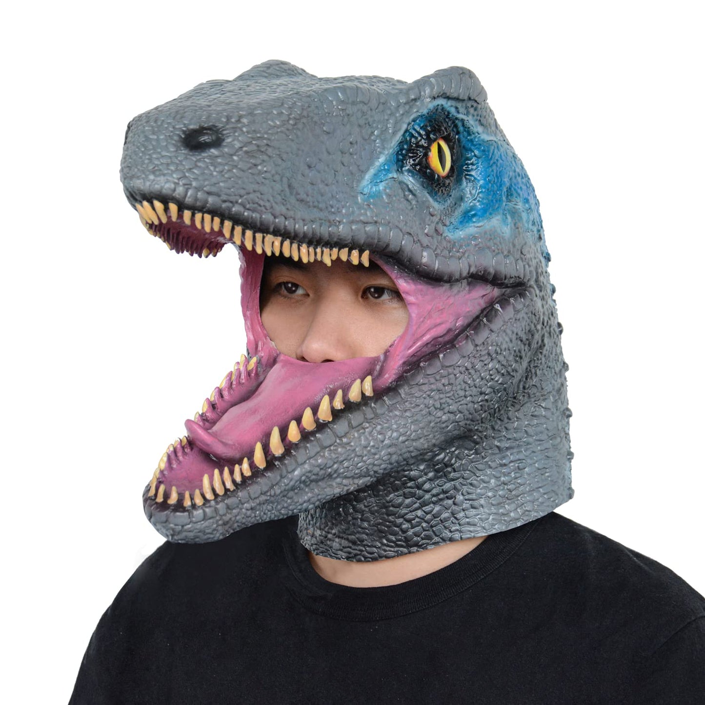 PARTYGEARS upgraded Velociraptor Dinosaur Mask for Halloween Costume Party Latex Dino Animal Head Mask