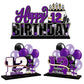 Lingteer Happy 12Th Birthday Purple Acrylic Table Topper Centerpieces Set - Cheers To Twelve Years Old Birthday 12Th Bday Party Gift Decorations.