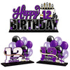 Lingteer Happy 12Th Birthday Purple Acrylic Table Topper Centerpieces Set - Cheers To Twelve Years Old Birthday 12Th Bday Party Gift Decorations.