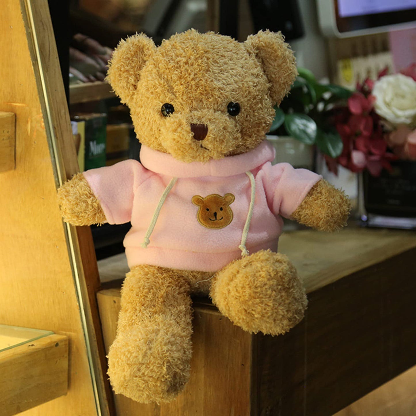 Bsvome 11.8 Inches Teddy Bear Stuffed Animals Soft Plush Cute Teddy Bear With Hoodie Doll For Boys Girls (Pink)