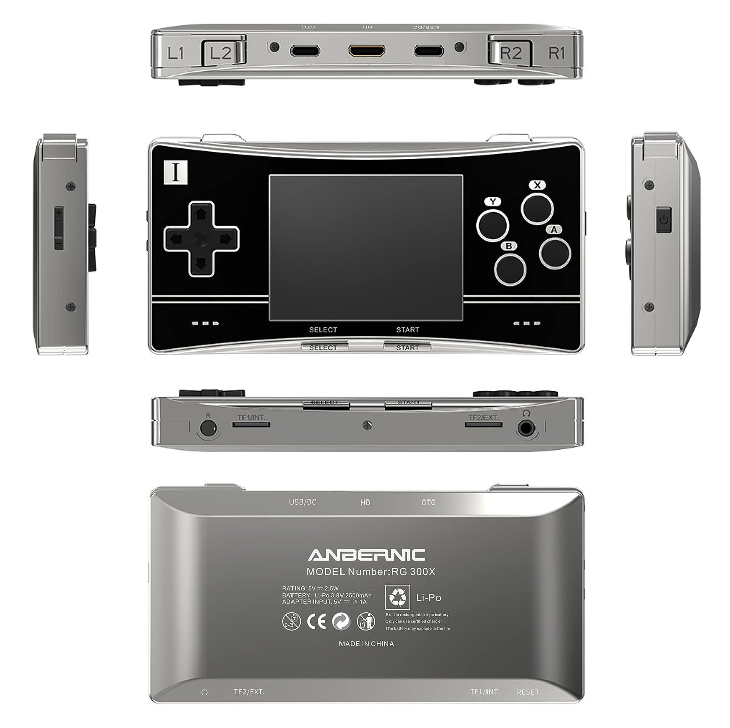 Haihuang Rg300X Handled Game Console, Portable Game Console With 64G Tf Card Preinstalled 5171 Classic Games, Retro Game Console With 3.0 In Ips Screen Perfectly Support Ps1,Cps1,Cps2,Cps3,Fba, Black