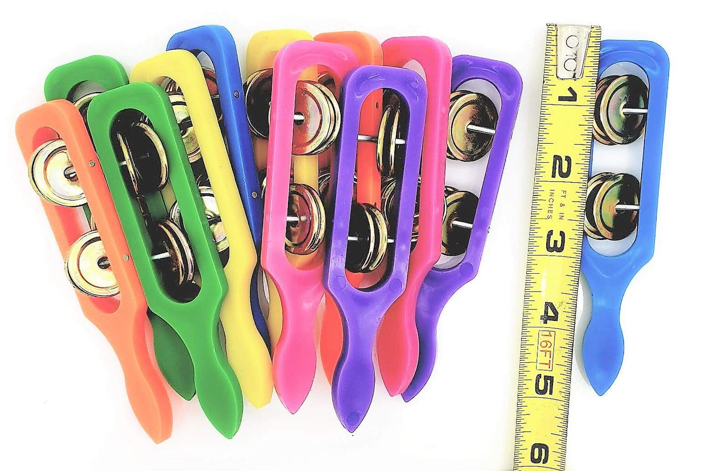 Zugar Land - 12 Cymbals with Plastic Handles (5) - Kids Party Supplies, Preschool Musical Instruments, Noisemakers (12 Pack, Mul