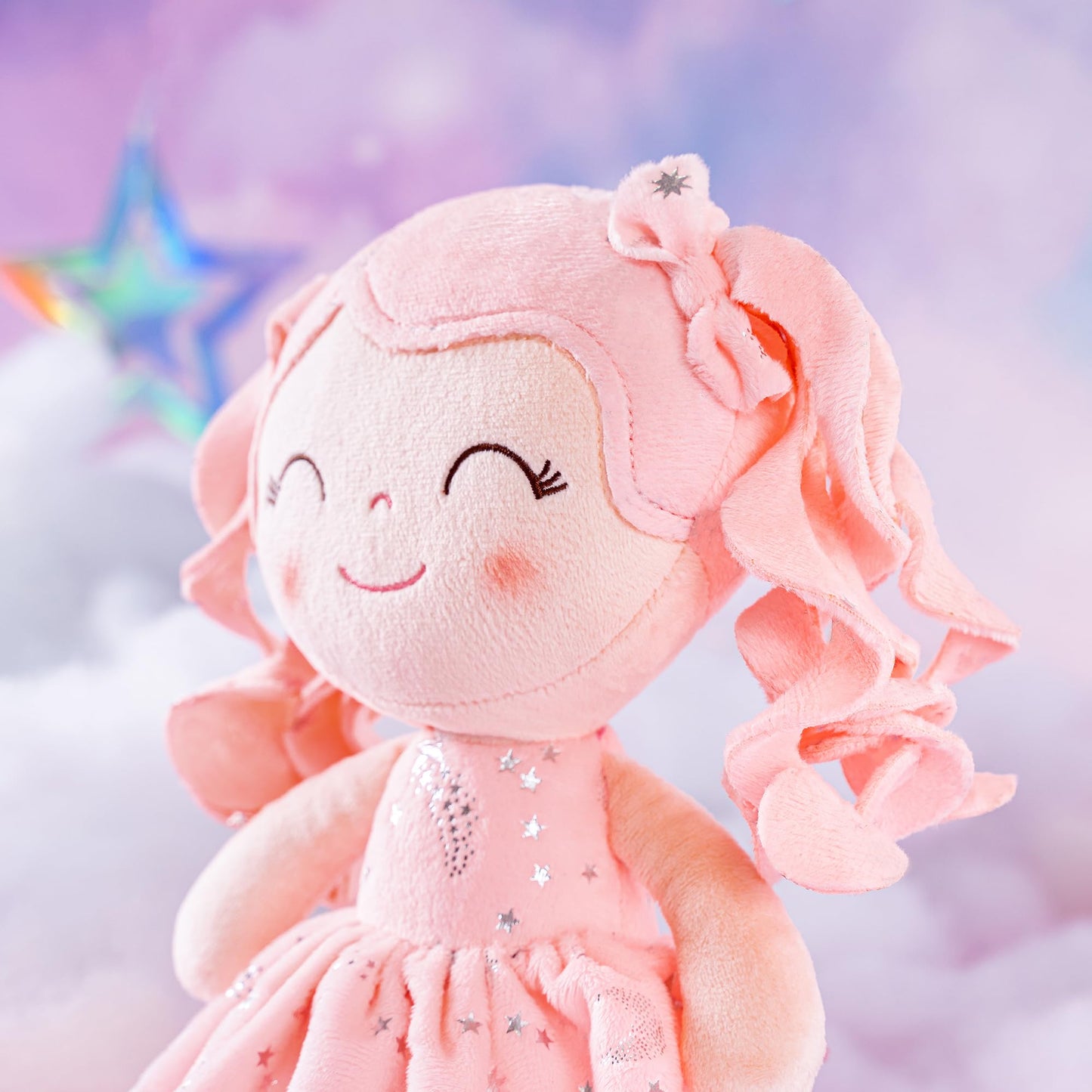 Gloveleya Soft Dolls Plush Baby Dolls My First Baby Doll Baby Dolls First Baby Doll Plush Baby Doll Coral Pink Dress Baby Doll Gift 12Inches