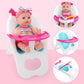 deAO Baby Doll Stroller Set - High Chair, Play Mat, Pink, Medium, Model 826A, Includes Nursery Accessories and Feeding Toys