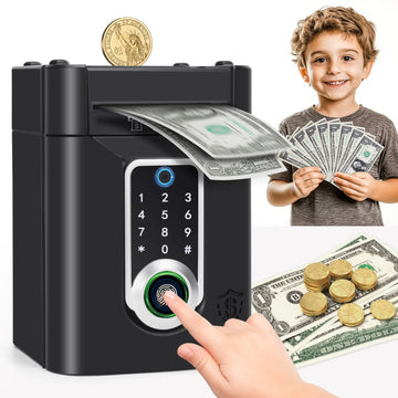 Fingerprint Piggy Bank For Kids, Touchscreen Money Bank Toys For 4 5 6 7 8 9 10 11 12 13 Year Old Boys Gift Ideas, Electronic Mo