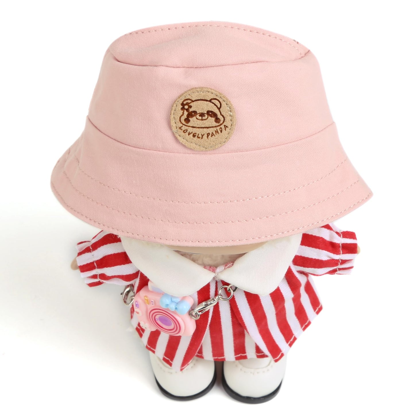 17cm Doll Clothes for Labubu - Kawaii Clown Style Set - Doll's Hat & Doll's Clothing & Doll's Shoes & Camera  Cute Doll Outfit with Accessories for Display  Collectors  Gift - Red (NO Dolls)