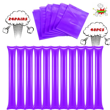 Civaner 48 Pieces Thunder Sticks Team Spirit Boom Sticks Cheering Sticks Plastic Cheerleading Spirit Stick Clapper Inflatable Noise Makers For Sporting Events Dance (Purple)