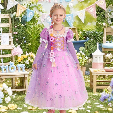 Itvti Princess Rapunzel Costume Little Girls Dress Up For Birthday Party Halloween Carnival, 3-4 Years(Tag 110)