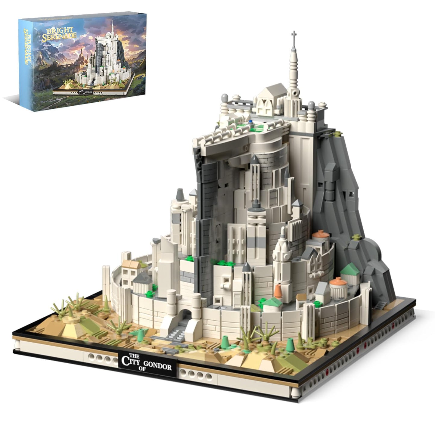 MOC Castle Architecture Mini Building Block Set with Light  Compatible with Lego Ideas STEM Building The City Lord Set for mature-themed Film Fans STEM Christmas Birthday Gift Toy for Boy Kids 8-14 1680PCS