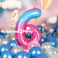 Rainbowq 6 Balloon Number 40 Inch For Boy Or Girl Big Starry 0-9 Foil Mylar Large 6 Number Balloon Happy 6Th Birthday Party Anni