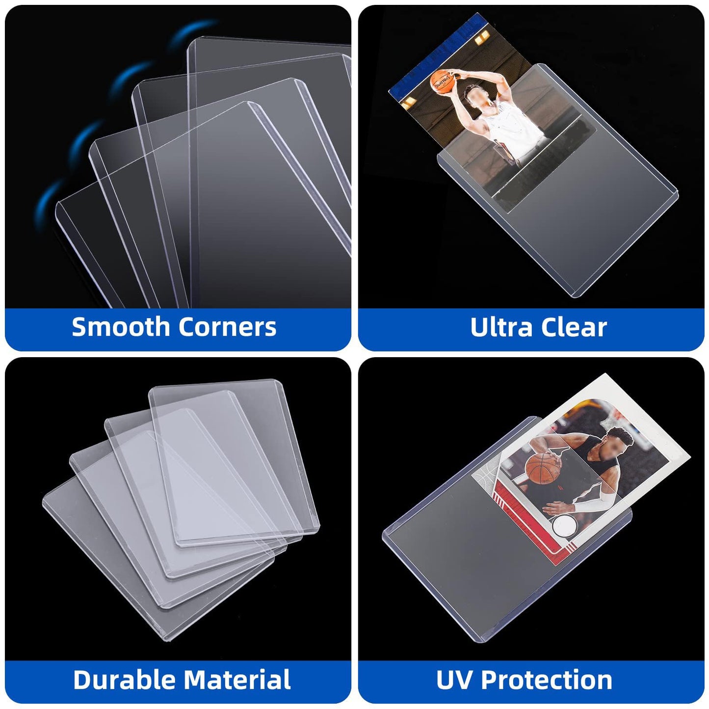 1000 Card Sleeves Hard Plastic, Arjiekwei 3''X4'' Baseball Card Protectors Hard Plastic, Premium Card Holder For Trading Sports