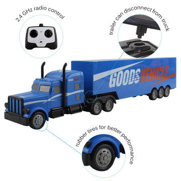 Vokodo RC Semi Truck and Trailer 18 Inch 2.4Ghz Fast Speed 1:16 Scale Rechargeable Battery Remote Control Tractor Tanker Hauler