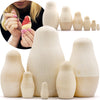 Aevvv Lot Of Blank Nesting Dolls 6 Pcs - Blank Unpainted Russian Nesting Dolls - Wooden Dolls Unfinished - Wooden Russian Matryoshka
