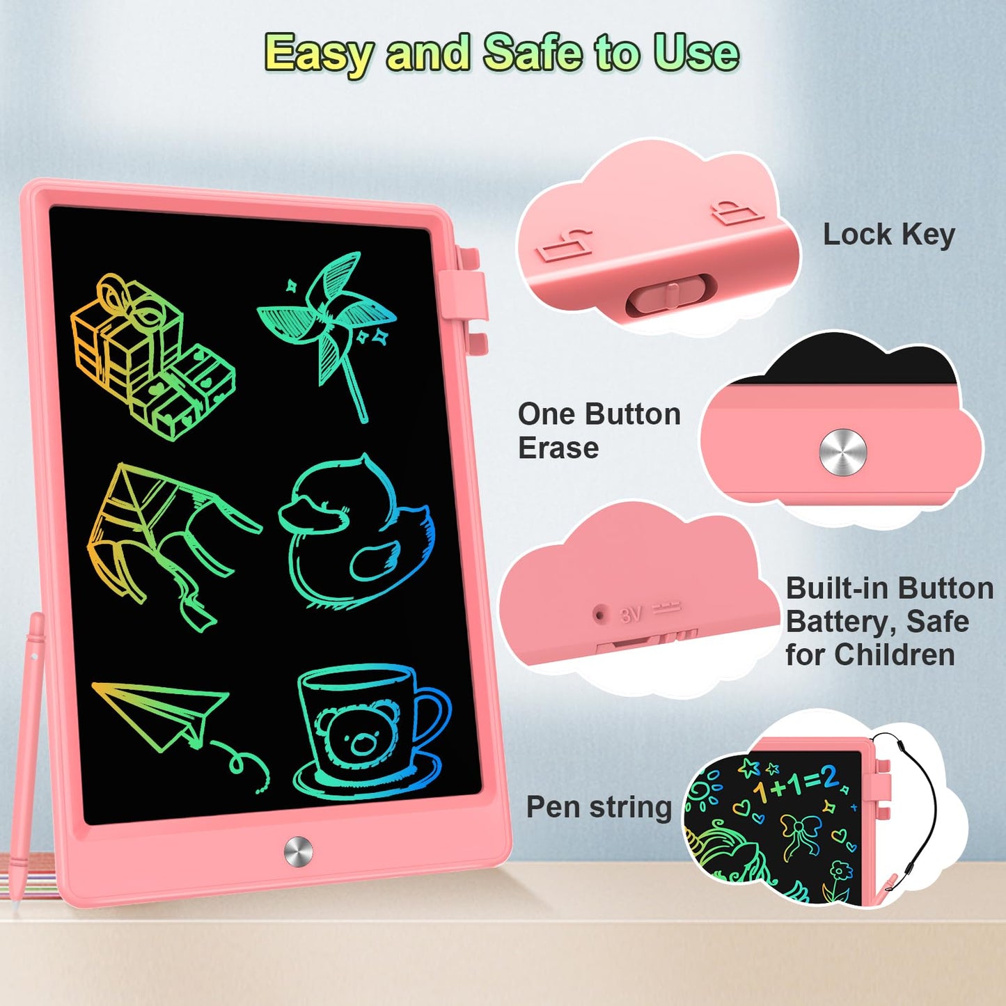 CHAFEGY LCD Writing Tablet 8.5 Inch, Colorful Doodle Board Drawing Tablet, Drawing Pad, Learning Toys for 3-6 Years Old Boys and