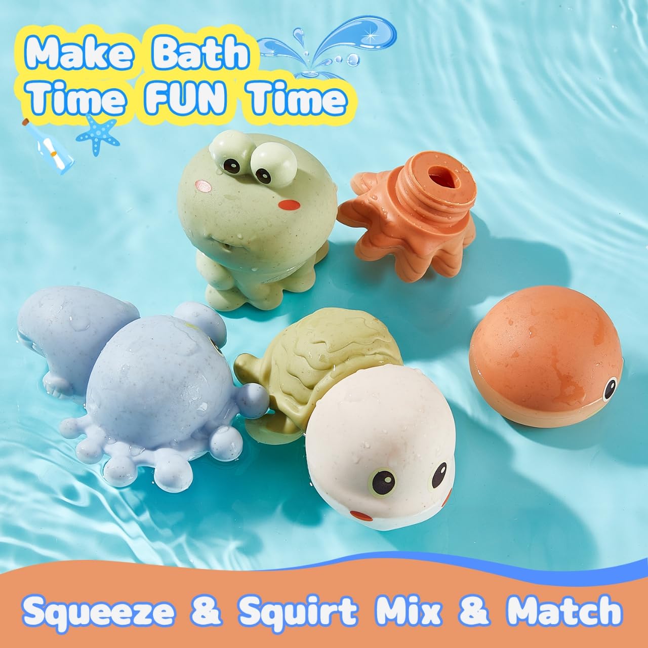 Amchsuri Mold Free Animal Bath Toys For Toddlers/ Infants 6 - 12- 18 Months, Non Toxic Baby Bath Toys, Bath Toys For Kids Ages 1-3