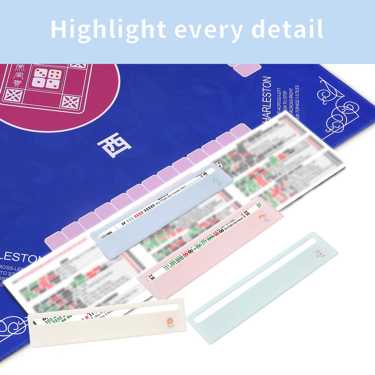 czzwak 4PC Mahjong Card Line Finder Strips - Bright Acrylic Strategy Tool for Beginners | Travel  Parties  Game Nights | Rules Helper & Accessories Set | Mahjong Gifts