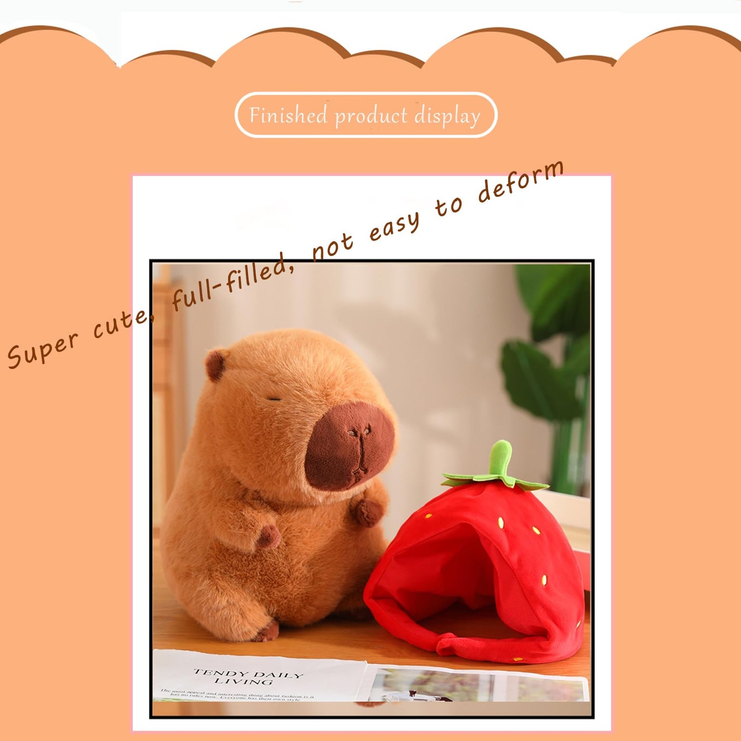 Lvqing Cute Capybar Stuffed Animals With Wearable Toast Headsetwear Capybar, Gifts For Kids (9 In Strawberry Capybar)