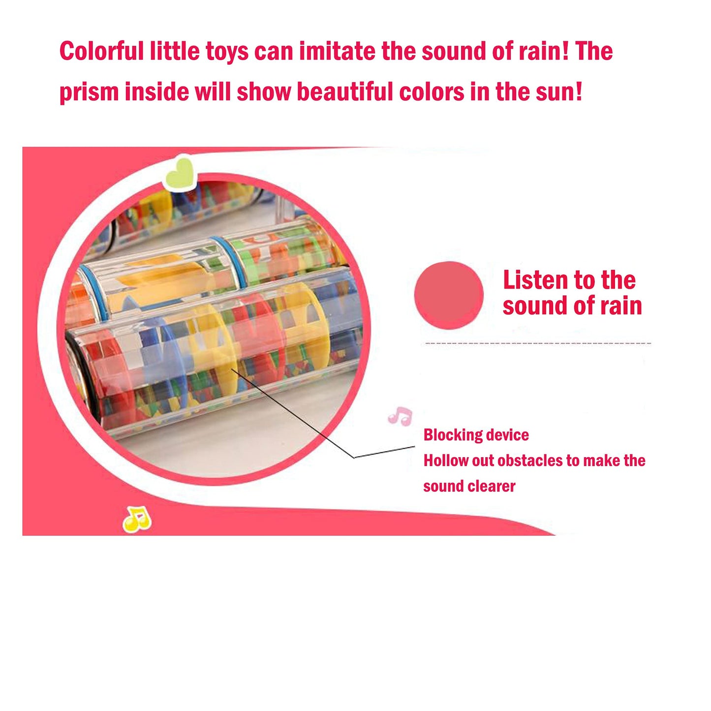 QDXATIVP Rain Maker Stick Tube Shaker - 2PCS Sensory Musical Instrument, Small, Multicolor, Plastic, Model 0621