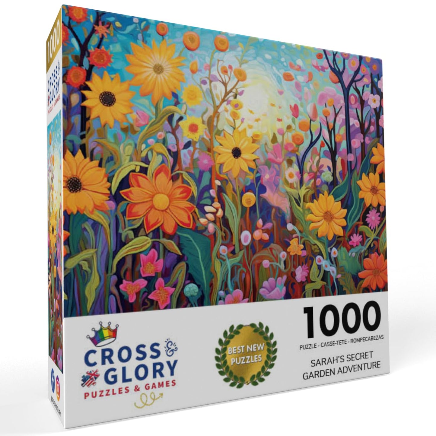 Cross & Glory 1000 Piece Jigsaw Puzzle - Sarah's Secret Garden Adventure, Large 20x27 Inches, Artistic Flower Garden Theme, Model CG-M-077