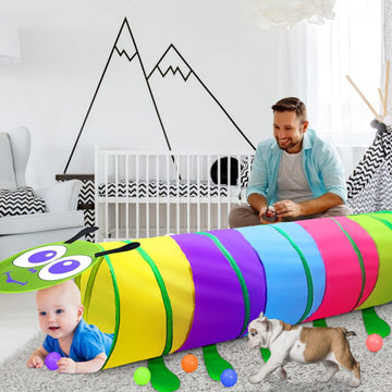 Kids Play Tunnel For Toddlers 1-3, Toys For 1 2 3 4 Year Old Girl Boy Birthday Gift, 6 Foot Pop Up Baby Crawling Tunnel Toys, Indoor Outdoor Toddler Toys For Infant Children Or Dog