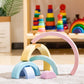MERRYHEART Wooden Rainbow Stacking Toy - 6 Piece Pastel Rainbow, Montessori Learning Aid, 10.3 x 5.2 x 1.65 inches for Babies & Toddl