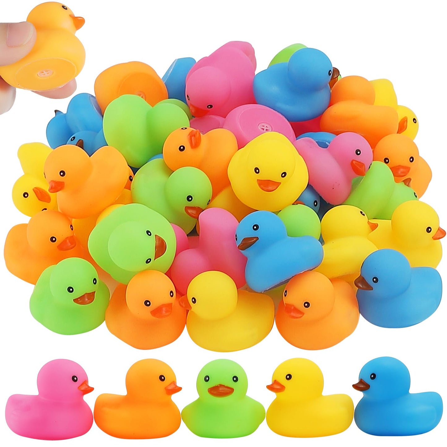 50Pcs Mini Rubber Duck Bath Toys, Multicolor Bath Ducks Bulk Float Duck Baby Bath Toy For Shower Birthday Party Favors Gift Classroom Summer Beach Pool Party Games