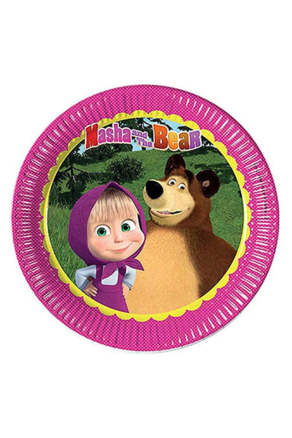 Procos 86511 Masha and Bear Paper Plates 23 cm Multi-Coloured, Multicolor