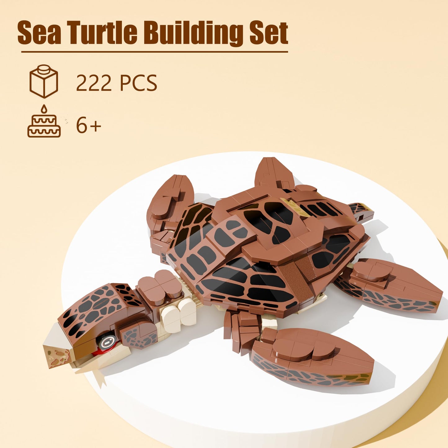 Neomoner Ocean Animal Building Blocks, Deep Sea Creatures Building Toy Set For Kids Boy Girl Christmas Gift (Sea Turtle(222Pcs))