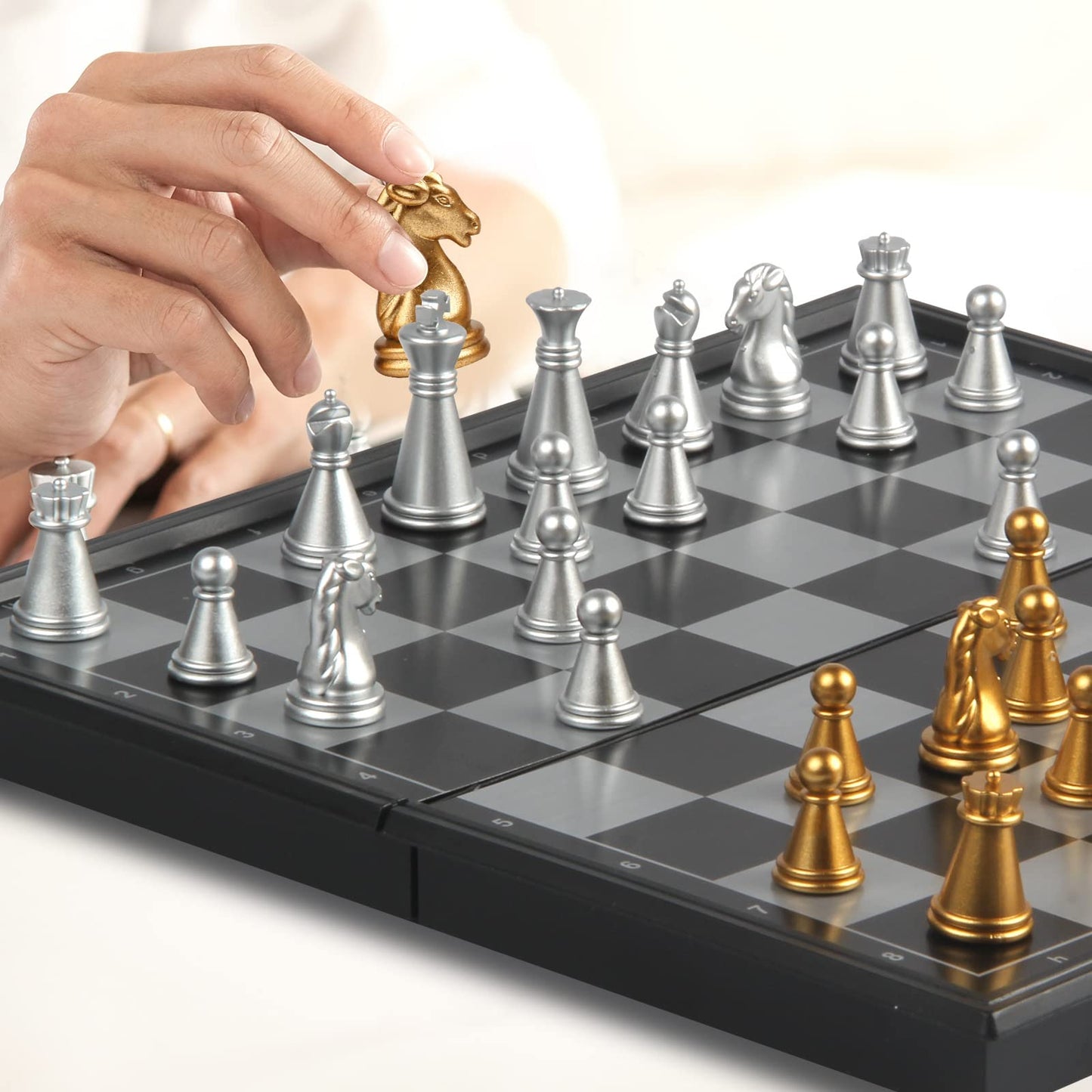Mini Travel Chess Set Magnetic Vikutu 7.5 Inches Portable Small Folding Chess Board (Small)