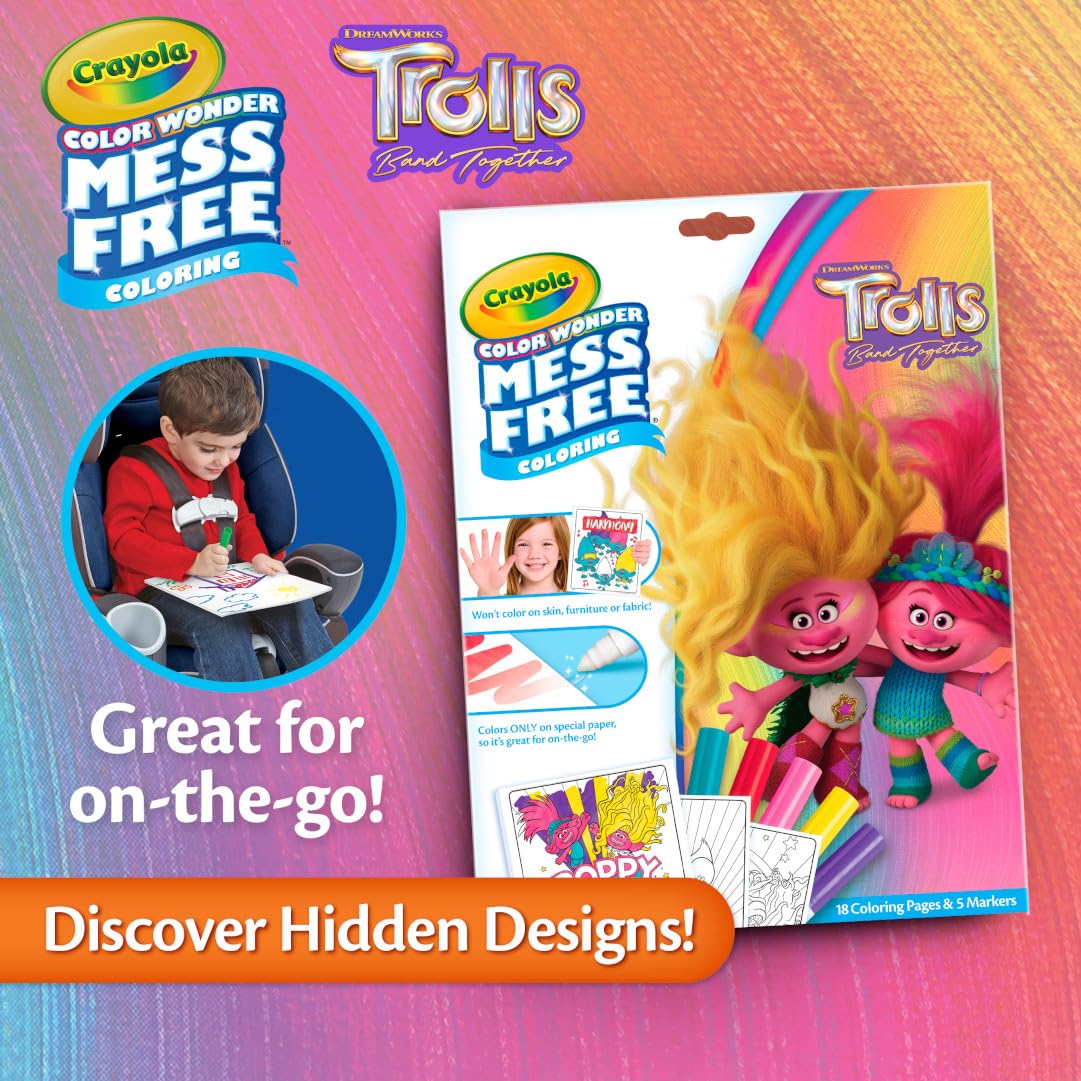 Crayola Trolls 3 Color Wonder Activity Set, Trolls Mess Free Coloring Pages For Toddlers, Trolls Toys & Gifts, Toddler Stocking Stuffers