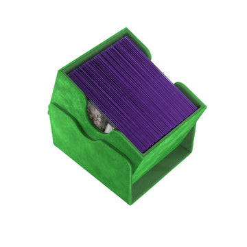 Sidekick 100+ Xl Convertible Deck Box | Sideloading Card Storage With Removable Cover Clips Holds 100 Double-Sleeved Cards In Extra Thick Inner Sleeves Green Color Made By Gamegenic (Ggs20094Ml)