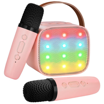 Verkb Kids Karaoke Machine, Kids Toys Birthday Gift For Girls, Mini Portable Bluetooth Speaker With 2 Wireless Microphone For Gi